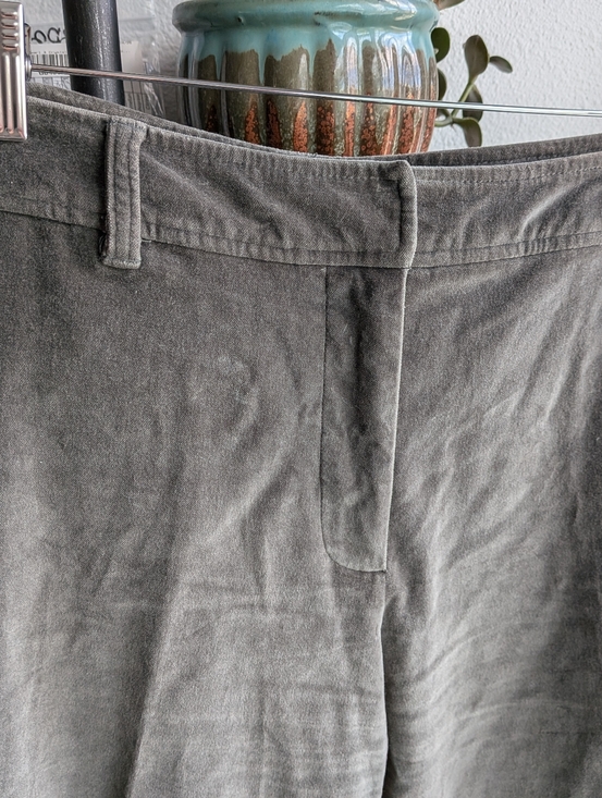 Garnet Hill Velvet Pants Size 14 Long Gray Straight Leg Stretch Trousers - Picture 2 of 13